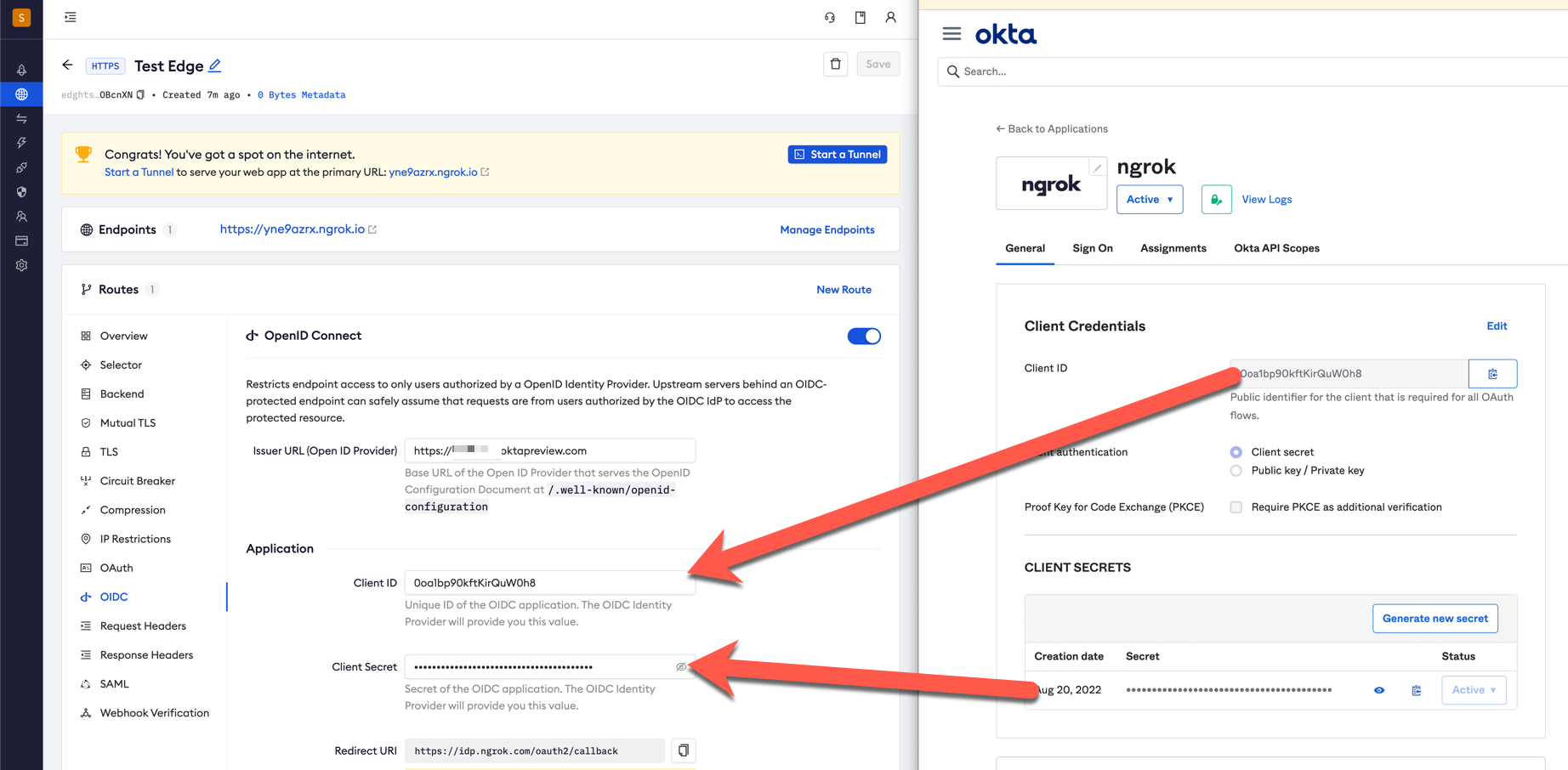 Okta config in ngrok